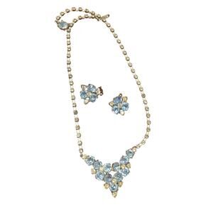 Bogoff Ice Blue Rhinestone Necklace & Earring Set